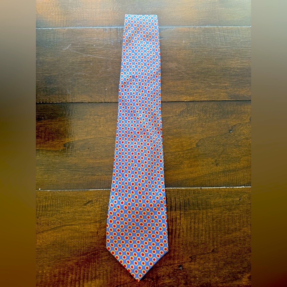 J. Crew Blue, Yellow and Red Geometric Dot pattern Tie